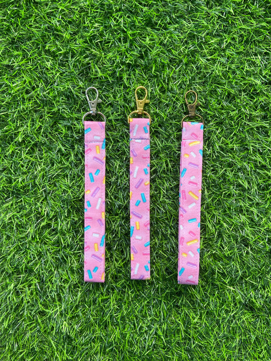 Pink sprinkles keychain